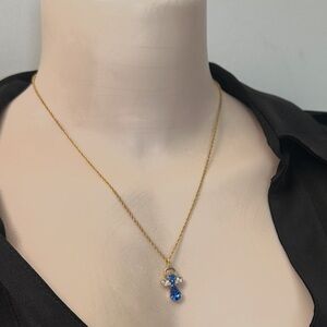 Gold Tone Angel Necklace Birthstone